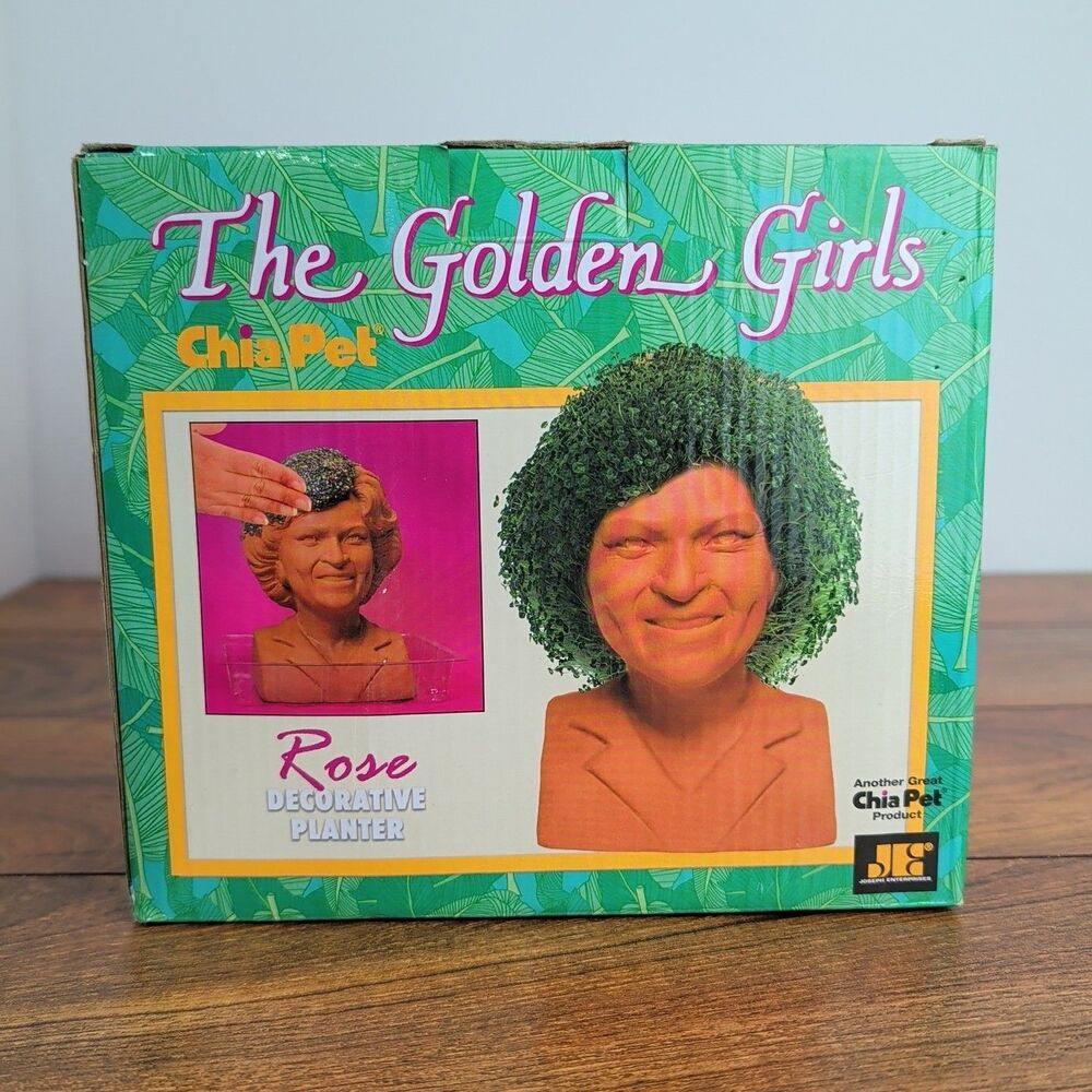 Chia Pet The Golden Girls Rose Head Decorative Pottery Planter